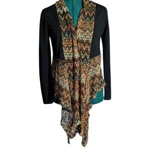 Retro Style Colorful Crochet Knit Open Front Cardigan Size Small